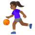 woman bouncing ball, medium-dark skin tone